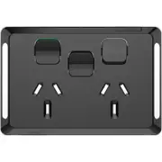 Clipsal Pro Series P3025XC-BK - Double Power Point 10A Extra Switch Skin Cover Only - Black