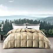 Goose Feather Down Comforter Queen/King Size, 850 Fill Power All Season Luxury Hotel Fluffy Duvet Insert, Lightweight Slient Warmth Down Bed Comforters, Ultra Soft Jacquard Shell,A,220x240CM/87 x94