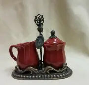 BELAVERRA BELLES FLEURS Paprika Red Sugar & Creamer