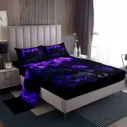 Leopard Bedding Sheets Black Panther Bed Sheet Set Kids Boys Girls Cheetah Be...