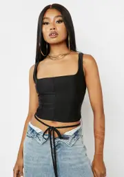 [AFRM] Noir Saskia Lace Up Corset Top