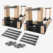 [Anyelse] 4 PCS Outdoor Firewood Log Storage Rack Bracket Kit, Adjustable Rack Any Length, Fireplace Wood Storage Holder for Indoor Outdoor Patio with 80 Accessories（4 PCS）