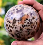 80MM Leopard skin Jasper Sphere Rhyolite Jasper Natural Healing Crystal Ball