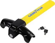 [Goodyear] T-Shape Steering Wheel Lock| Anti-Theft Heavy Duty Security Device for Cars, SUVs, and Trucks Locks | Universal Fit | Durable Construction and Easy to Use | High-Visibility Yellow