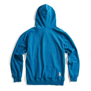 EDWIN 露營系列 富士山刺繡LOGO連帽長袖T恤-男-土耳其藍