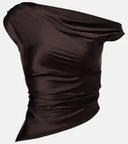 [Staud] Staud Phare one-shoulder silk-blend satin top AU 12 brown