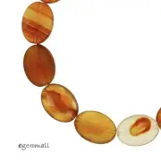 14 Red Orange Carnelian Agate Flat Oval Faceted Beads 10x14mm 7.7" #54129