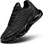 [Vooncosir] Mens Air Cushion Running Shoes Walking Blade Fashion Sneakers Lace Up Casual Comfortable Soft Sole Work Tennis Sport Athletic Trainers, Black Monochrome, 6.5