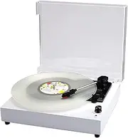 Record Player, Vintage Turntable 3-Speed Bluetooth Record Player with Built-in Stereo Speaker, Portable Natural Wood Vinyl Player,White Wood Grain