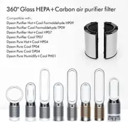 2-in-1 HEPA+Carbon Filter for Dyson HP04 TP04 DP04 PH04 HP09 TP09 HP07 TP07 HP06 TP06 - H13 Grade True HEPA Replacement (Black)