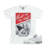 Tee to match Jordan Retro 4 White Oreo. Money Mind Tee