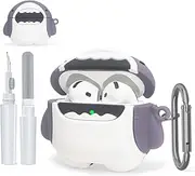 Case for AirPods 4th Generation Charging Case,Cute Silicone Cartoon Kawaii Funny AirPods 4 Case 2024 Protective Case Cover for Apple AirPods 4 with Carabiner,Cover for AirPods 4 with Cleaner Kit
