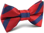 [OTAA] Red and Navy Blue Striped Kids Bow Tie Red Red and Navy Blue Striped Kids Bow Tie