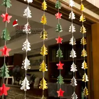 在飛比找ETMall東森購物網優惠-裝飾掛簾圣誕節裝飾布置紙花簾櫥窗幼兒園裝扮掛飾門簾圣誕樹