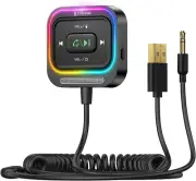 Bluetooth 5.4 Aux Car Adapter [Large Mic&Noise Cancellation] Bluetooth 3.5Mm Rec