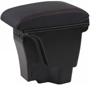 EXEGPLPVK Fit for Kia Rio III Armrest Box Fit for Kia Rio 3 Central Store Content Box Cup Holder 2012-2016 Automotive Retrofit Accessories(Black red line)