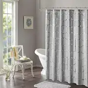 Raina Shower Curtain Printed Geometric Metallic Machine 72 in x 72 in Grey