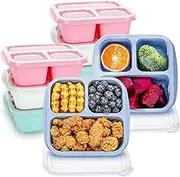 Bento Box, 8 Pack 3 Snack Containers Reusable Lunch Box, Food Storage Compartments Meal Prep Lunch Containers With Lids, Stackable Snack Boxes for Kids Adults, Work, and Travel