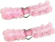 [LJJCSFF] 2 PCS Leg Ring Lace Leg Garters Heart Shaped Thigh Garter Wedding Elastic Stretchy Leg Garter Belt for Bride Lace Leg Strap Pink