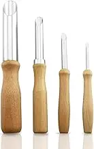 BCP Pack of 4 Stainless Steel and Wood Circular Clay Hole Cutters for Pottery and Sculpture