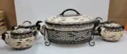 Temp-Tations Old World 2.qt Figural Hen Chicken Baker w/ mini baker & Wire Rack