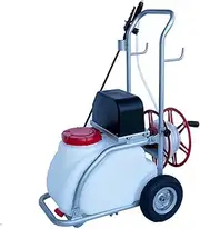 30L Electric Weed Pest Control Sprayer, Tank 12V Battery Pump Aluminium Pushing Trolley, with Wheels, Auto on/Off by Trigger Handle Switch