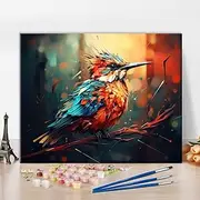 Rebotipy Colorful Birds Paint by Numbers Bird Paint by Numbers Adults Animals Paint by Numbers Kit for Adults Canvas Painting Kit with Brushes and Pigment DIY Oil Painting Kit 16x20 Inch (Frameless)