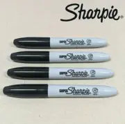 4 x Super Sharpie Permanent Marker Bullet Point 1.5mm Bold Black 33001
