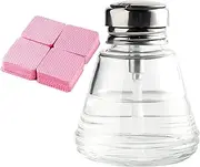 Pump Bottle Dispenser 180ml Clear Nail Polish Remover Pump Glass Metal Push Down Pump Dispenser 200Pcs Lint Free Nail Wipes Alcohol Dispenser Eye Makeup Remover Pump Push Down Empty Bottle