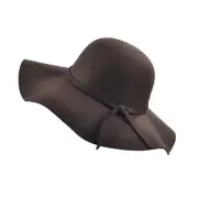 Women Foldable Floppy Fedora Hat Wide Brim Dome Hat Felt Bowler Hat Coffee