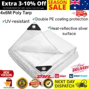 Clear Tarp 4x6M Heavy Duty Poly Tarps Canvas Cover UV Proof Tent Tarpaulin Camp