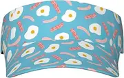 Hot Dog Egg Pattern Print Sunscreen Visor Hats for Women Men Adjustable Empty Top Beach Cap Hat Adults Outdoor Sports Black, Black, One Size