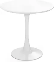 Giantex Round Dining Table, 80 CM Modern Tulip Kitchen Table w/Thickened Tabletop & Sturdy Metal Pedestal, Mid-Century Leisure Table for Small Places Dining Room Living Room Cafe, for 4 People, White