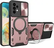 Phone Flip Case Compatible with Samsung Galaxy A23 5G Case with Sliding Camera Cover, [Military Drop Protection], Case with Ring, Hard PC, Anti-Drop, Shockproof Rugged Shockproof Protective Case Cover