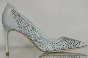 New Manolo Blahnik BB 90 BBMI Laser Gray Patent Shoes 37 37.5 39.5 40 40.5 41