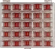 Janome Red Sewing Machine Bobbins with Storage Case - 25 Count