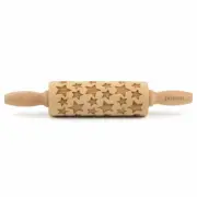 Folkroll dough roller stars rolling pin embossing roller pattern beech wood j...