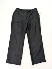 Tahari Women's Dress Pants Size 14P Linen Blend Black Flat front