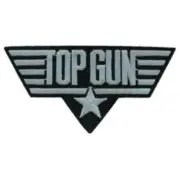 SILVER Top Gun Embroidered Shoulder Patch, Navy Aviation, F-14 Tomcat PAT-0108