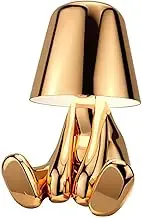 Blingbin Bedside Touch Control Table Lamp, Creative Golden Man Decorative Thinker Statue LED Desk Lamp, USB Charging 3 Level Brightness Dimmable Night Light for Bedroom Office Living Room Decor Gift