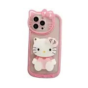 for iPhone 15 Cute Cartoon Cat Case,3D Bow Kawaii For iPhone 15 6.1inch Pink