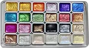 24 Colors Watercolour Paint Set, Watercolor Set, Metallics Watercolour Paints, Glitter Watercolour Solid Paint Box, Glitter Watercolour Paint Set For Painting, Colouring
