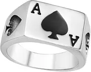 [CATIEBYE] Poker Ring Gold Fashion Rings Stylish Ring Chain Sizer Creative Man Ring Silver Rings for Men Fashion Jewelry Button Fidget Men Rings Custom Rings for Man Key Titanium Steel