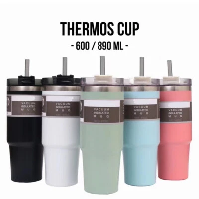 Stainless steel thermos bottle cup with straw thermos flask keep cool 12 hrs 2x