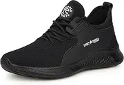 [AONETIGER] Safety Shoes Men Women Lightweight Work Shoes with Steel Toe Cap Protective Shoes Non-Slip Summer (Size 45, Black), 8193 Black, 11.5 US