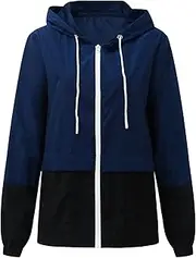[Generic] Lightweight Rain Jacket Women Raincoat for Women Packable Splicing color Rain Coat Windbreaker Waterproof with Hood