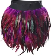 [PETM•HS] Women’s Feather Skirt,Body Harness Medium Waist A-line Mini Skirt,Gothic Feather Skirt Plus Size