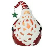 Christmas Decoration SANTA Flameless Candle Luminary W/ Timer In Gift Box QVC