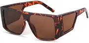 [HDUBFY] Shield Sunglasses Men Women Mirror Lens Oversized Square Sun Glasses