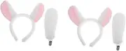 [BESTYASH] Dress Dumbbell Stool Handle Sleeve Cow Ear Animals Mother and Decorations Headband Accessories Sheep Ear Tags White Lamb Cloth Fabric; Safe Clip